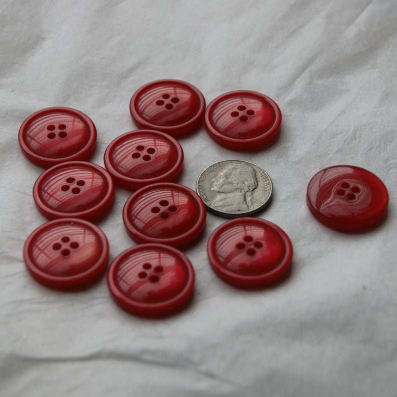 Sewing Craft 10 Red Matching Buttons AH 122 Pearled Domed Buttons 4 hole Buttons