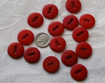 15 Red Buttons  3/4", Cherry Red, 2 Hole Glossy Buttons (SB 340)