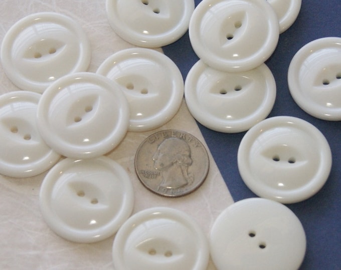 7 White Buttons, 1 1/4" Matching Buttons, 2 Hole Slight Concave Face ...