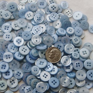 200 Blue Buttons, Light Blue Buttons, Small Size Mix Grab Bag  (1710 b)