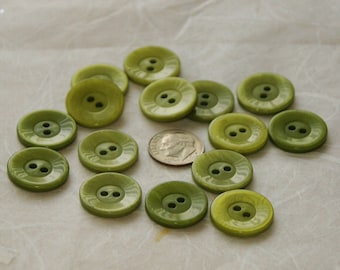 15 boutons verts, nuances d’olive, vert avocat, boutons assortis de 3/4 », Slip Rim ( SB 294 )