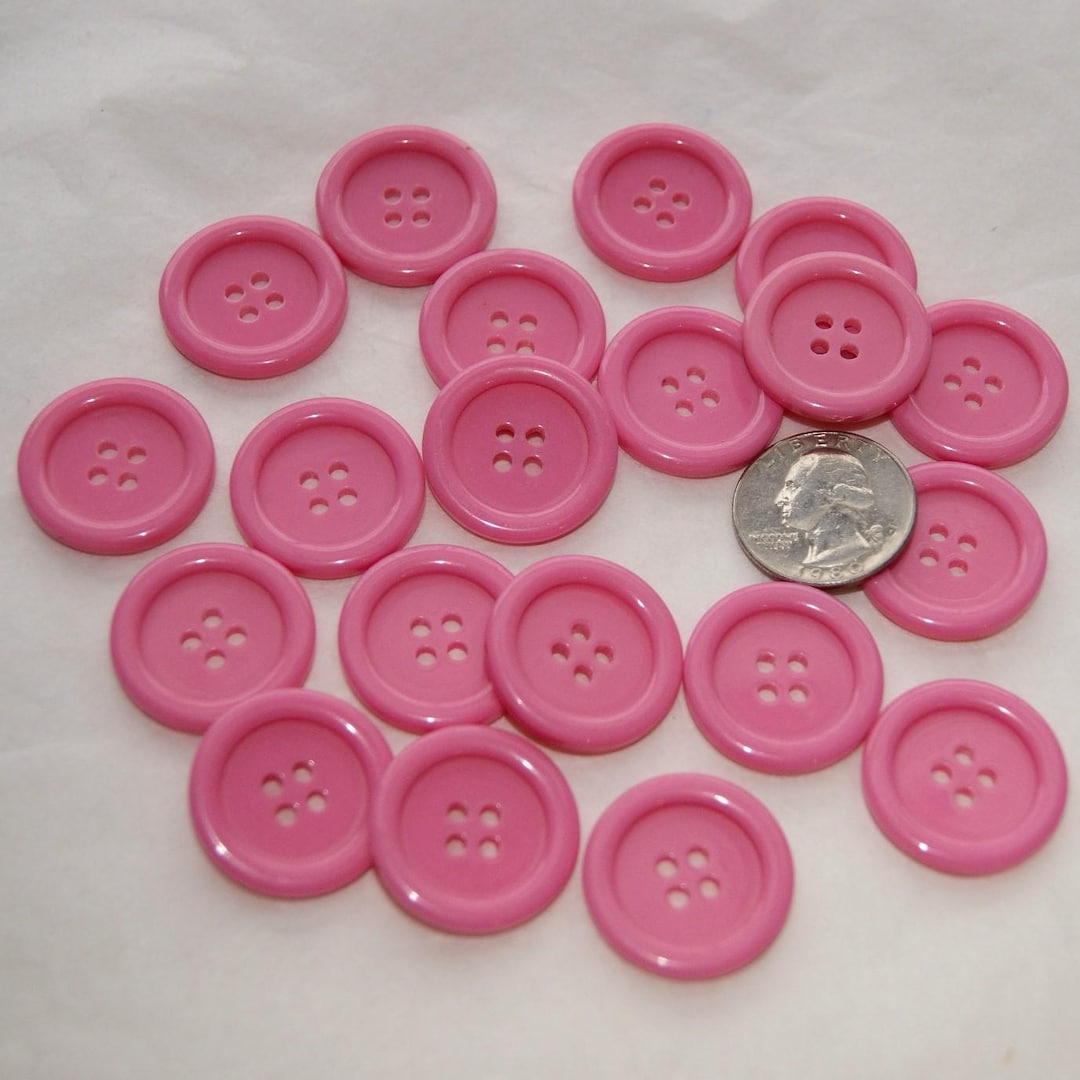 7 Pink Buttons, 1 1/4" Matching Buttons, 4 Hole, Sewing, Crafting ...