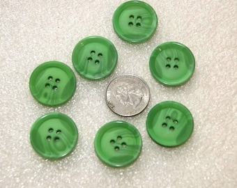 7 Buttons, Green 1"  Two Tone Buttons, Swirled Green Matching  (SB 1150)