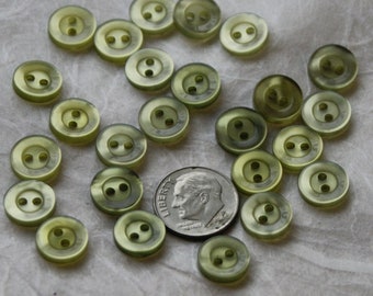 25 Green Buttons, 7/16", 2 hole, Avocado, Olive Green, Pearled Matching buttons, Sewing, Craft  (SB 378)