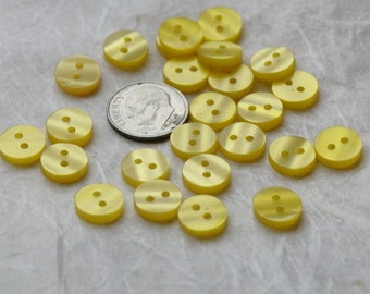 25 Yellow Buttons, 7/16", 2 hole, Bright Yellow Pearled Matching buttons, Sewing, Craft  (SB 383)