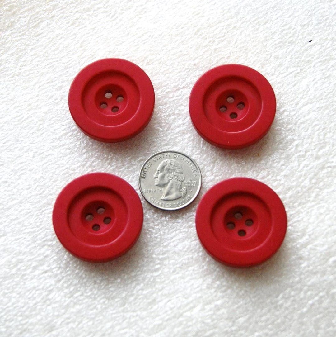 4 Red Buttons 1 3/8