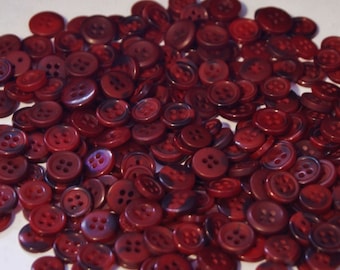 50 Red Cranberry Buttons Small Round Buttons Grab Bag Crafting  Jewelry Collect (BB 13)