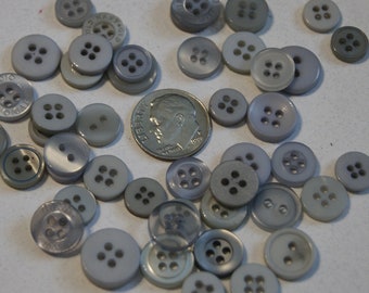 Gray Buttons, 50 Small Round Buttons  Grab Bag Crafting  Jewelry Collect (BB 1)