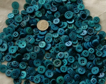 100 Small Buttons, Teal Turquoise  Buttons, Small Button Mix Assorted Size Mix Grab Bag Crafting Jewelry Collect (1246)