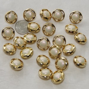 Gold or Silver Rim with Color Insert Vintage Shank Buttons C3928 One Package 12 Buttons