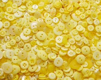 1000 Buttons Small Light Yellow Buttons, Pale Banana Yellow, Yellow, Assorted  Small Size Mix Grab Bag  (1393 E)