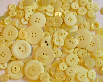 100 Yellow Buttons, Soft Yellow Button Mix, Assorted sizes Sewing, Crafting, Jewelry, Collect (1072A)