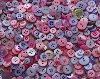 500 Pink Lavender Button Small Mix, Bulk Grab Bag, Sewing, Crafting, Jewelry (1392 a)