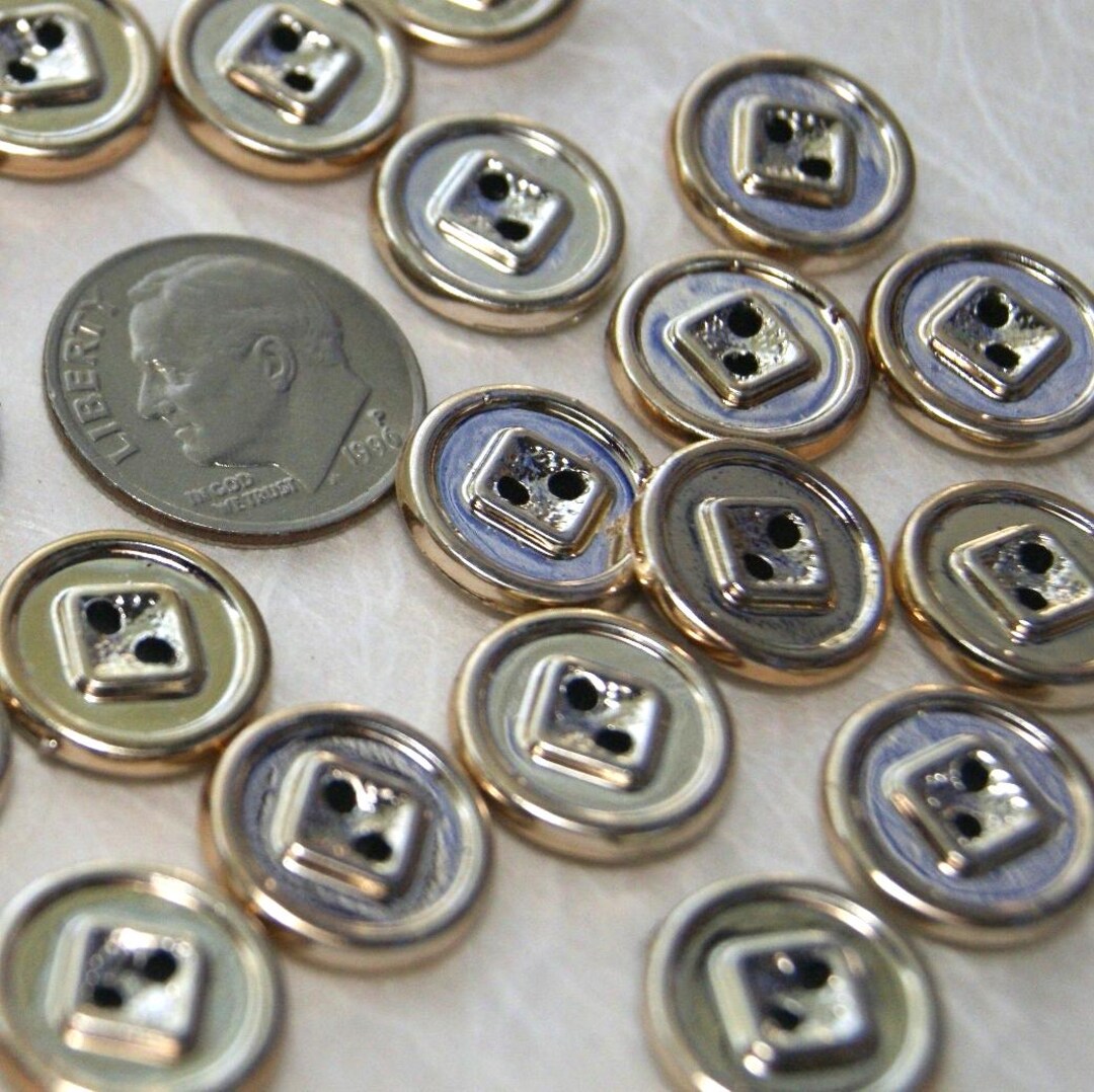 27 Button 27 Silver Tone Buttons, Square Center, 2 Hole 1/2