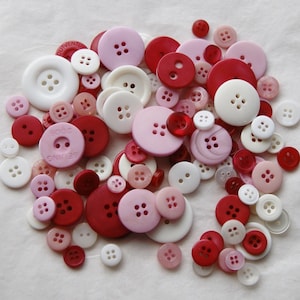 100 Red White Pink  assorted sizes Valentine Sweetheart Mix Crafting Jewelry Collect (1617)