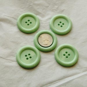5 Buttons Large 1 1/2&quot;  Buttons, Pastel Lime Green Buttons, Sewing, Crafting, Jewelry, Create  (F 56)