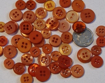 Orange Buttons 50 Small Round Buttons  Grab Bag Crafting  Jewelry Collect (BB 2)