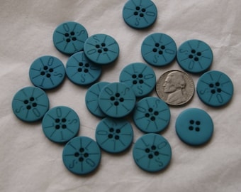 15 Blue Teal Turquoise Buttons, 7/8"Matching buttons Crafting Jewelry Collect (Aj 101)