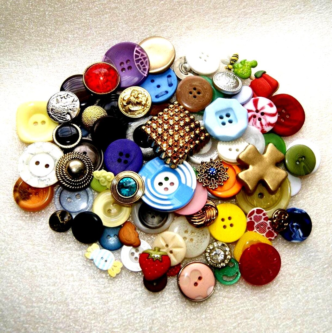 75 Buttons Grandmas Button Collection , New Buttons, Starter Kit, Mixed ...