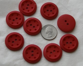 9 Red 1 1/8" Buttons, 1 1/8" Matching Buttons, Sewing Crafting, Jewelry, Collect (EE 8)