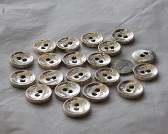 20 Silver Color Matching buttons, 7/8", 2 hole buttons, Gold Tone buttons (R 68)