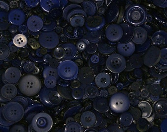 50 Dark Deep NAVY BLUE assorted Buttons,  Assorted Size Mix Grab Bag Crafting (1049)