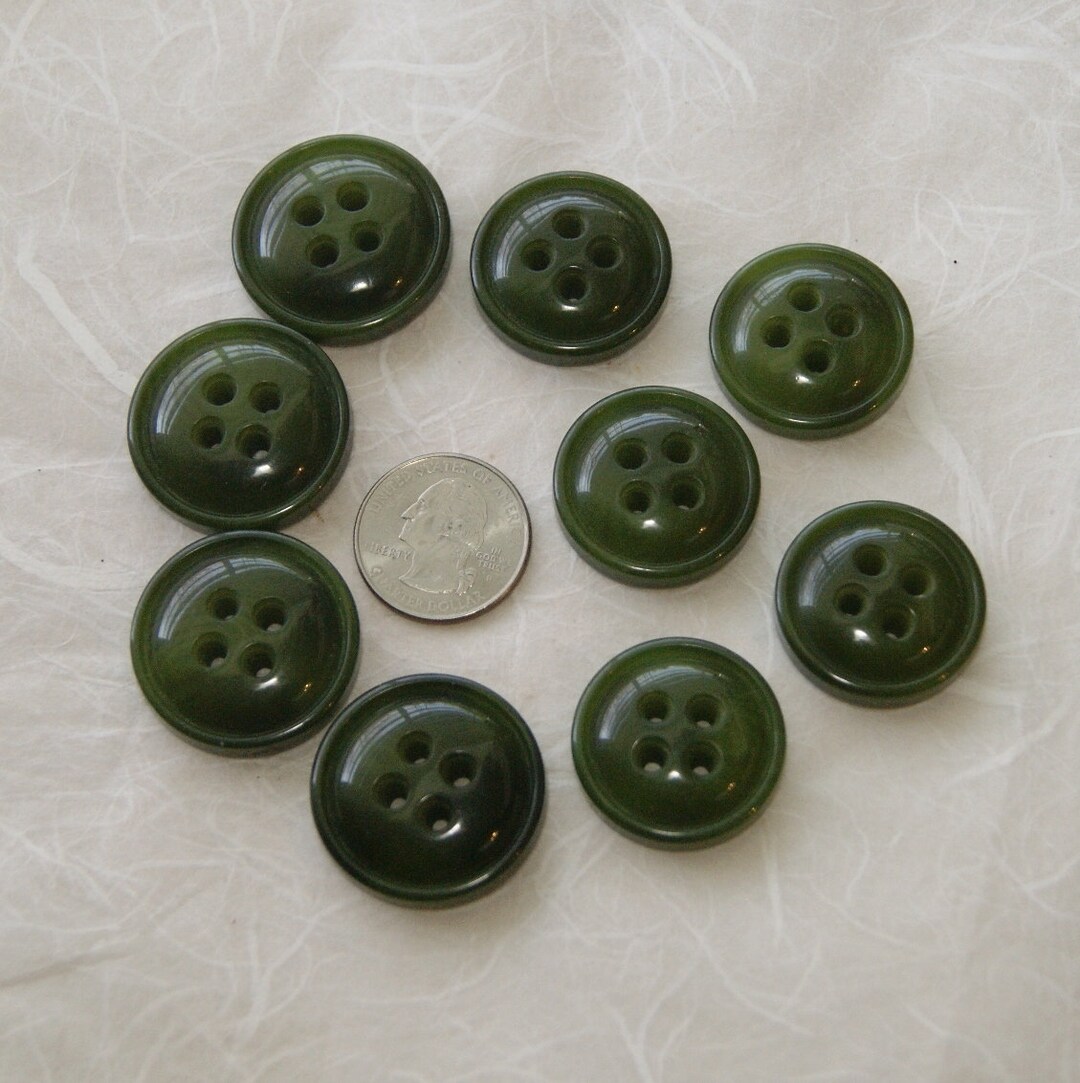 9 Buttons, Green Matching Buttons, 1 1/8