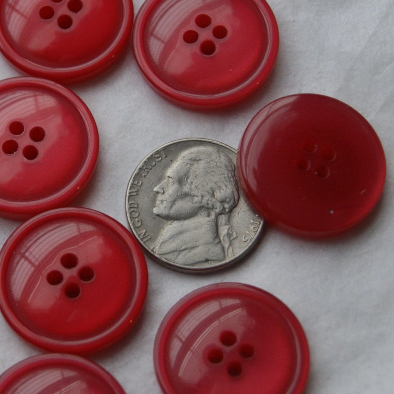 Sewing Craft 10 Red Matching Buttons AH 122 Pearled Domed Buttons 4 hole Buttons