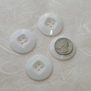 4 White Buttons 1 3/8&quot;  Buttons, Square Center, 4 holes,  Crafting, Sewing, Jewelry Create  (AC 115)