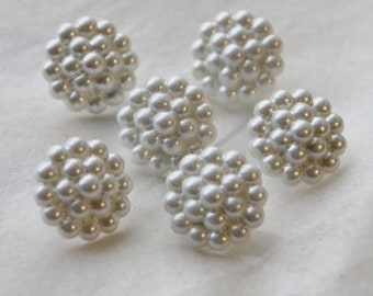 6 White Pearl Flower Shank Buttons, 1/2", Sewing, Craft (Ao 97)