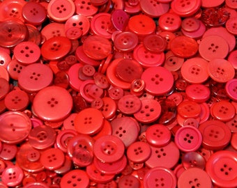 50 Buttons, Red Buttons, Cherry Red Assorted Sizes Button Mix, Sewing, Grab Bag, Crafting, Jewelry (1123)