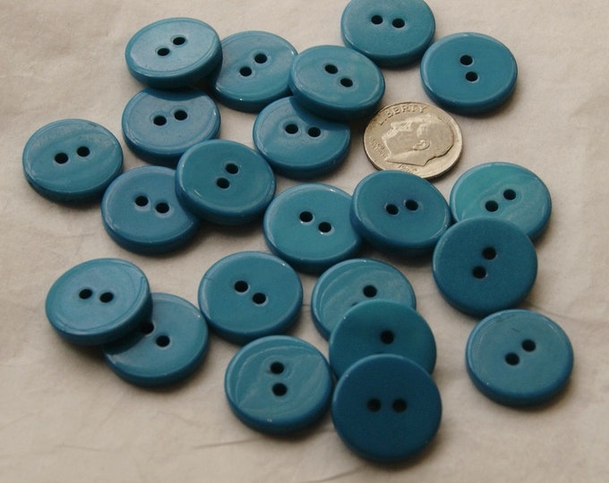 Turquoise Shell Buttons 16 Blue Teal Turquoise Buttons, 11/16