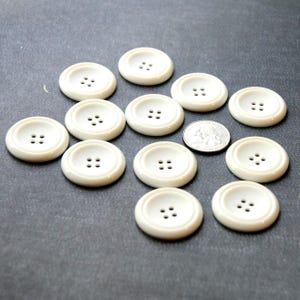 12 White Buttons 1 1/4&quot; Buttons, 4 hole, Matching Buttons  (AH 171)