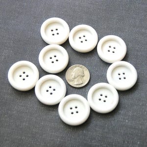 9 White Buttons 1 1/4&quot;  Buttons, 4 hole,  Matching, Sewing, Jewelry Create  (AE 50a)