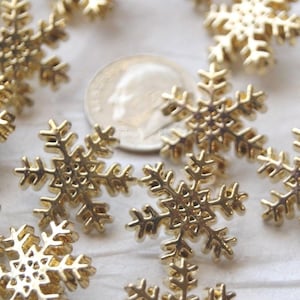 10 Gold Snowflake Flat Back Embellishments (FB 13)