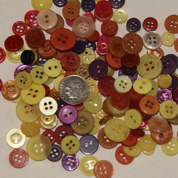 50 Fall Color Buttons Small Round Buttons, Yellows, Purple, Red, Oranges  Jewelry Collect (BB 17)