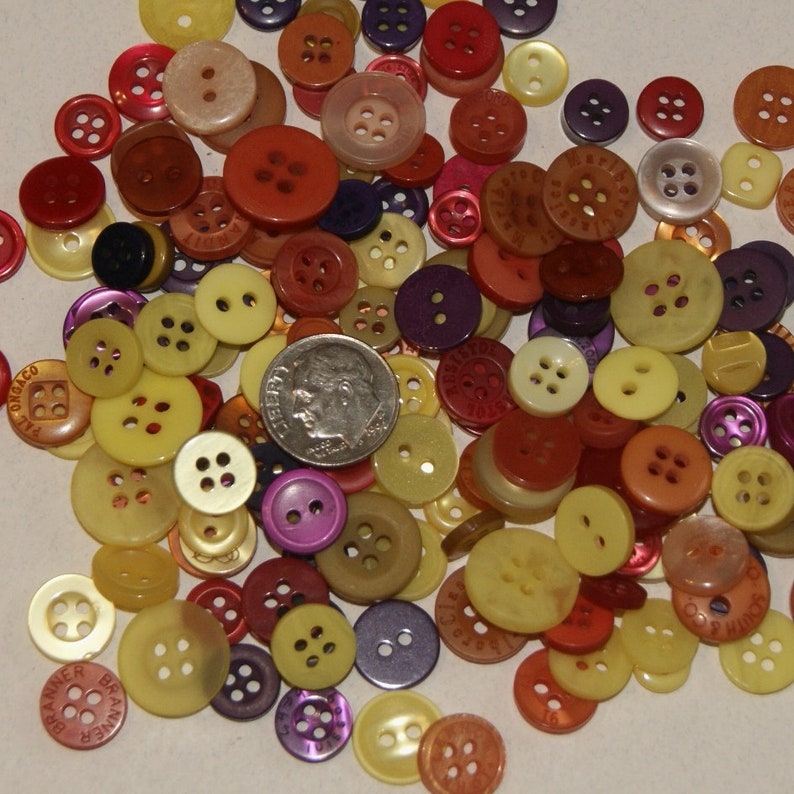 50 Fall Color Buttons Small Round Buttons, Yellows, Purple, Red, Oranges Jewelry Collect BB 17 image 1