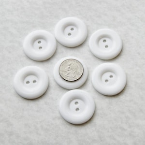 7 White Buttons 1 3/8&quot;  Buttons, Wide rim,  2 hole, Matching buttons, Crafting, Sewing, Jewelry Create  (AO 111)