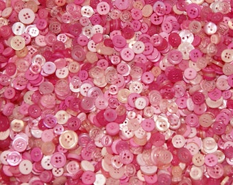 300 Small Pink Button Mix, Mixed Pinks Small assorted sizes, Grab Bag (1348 B)