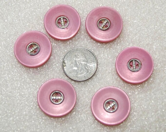 6 Pink Buttons, 1" Shades of Pink Matching Buttons, Gromet Center 2 ...