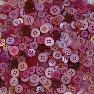 100 Buttons, Small Pink Buttons, Berry Blend Rose Buttons, Small buttons (255 A)