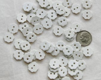 45 White Flower Buttons, 2 hole sew through, 7/16 " (AA 155a)