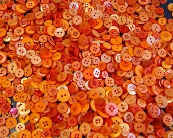 100  Citrus Orange, Small Buttons, Tangerine Orange Buttons,  Crafting Buttons (1316)