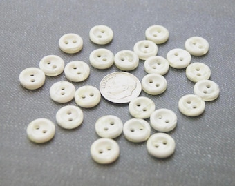 25 Buttons, 7/16" White Buttons, 2 Hole, Shiny Pearled Matching Buttons (SB 1026)