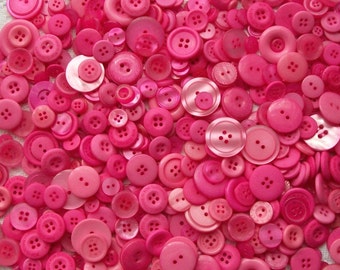 100 Pink Button Mix, Medium Pink assorted sizes, Grab Bag, Crafting, Jewelry, Collect (678)