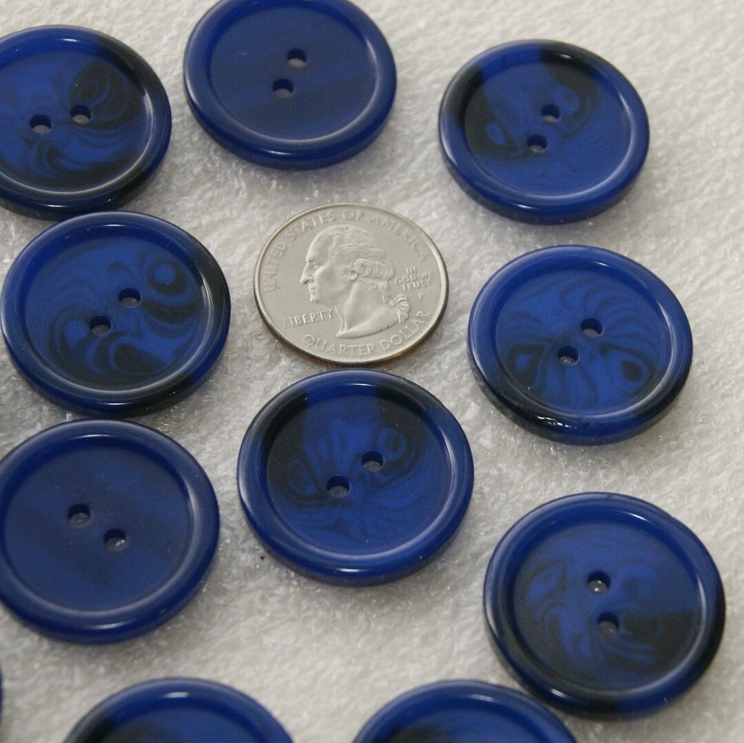 10 Blue Buttons, 1 1/8" Dark Blue Matching Buttons, Sewing Buttons ...