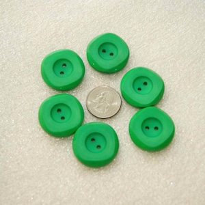 6 Green Buttons, 1 1/4&quot;, Textured Surface 2 Hole Matching Buttons, Sewing Buttons, Craft buttons, (AM 191a)