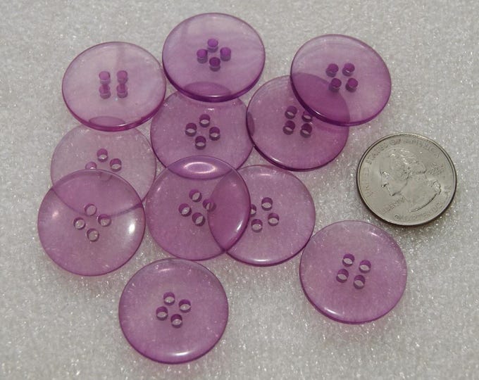11 Purple Buttons, 1" Clear Buttons, Sewing, Crafting, Jewelry (A 43 ...
