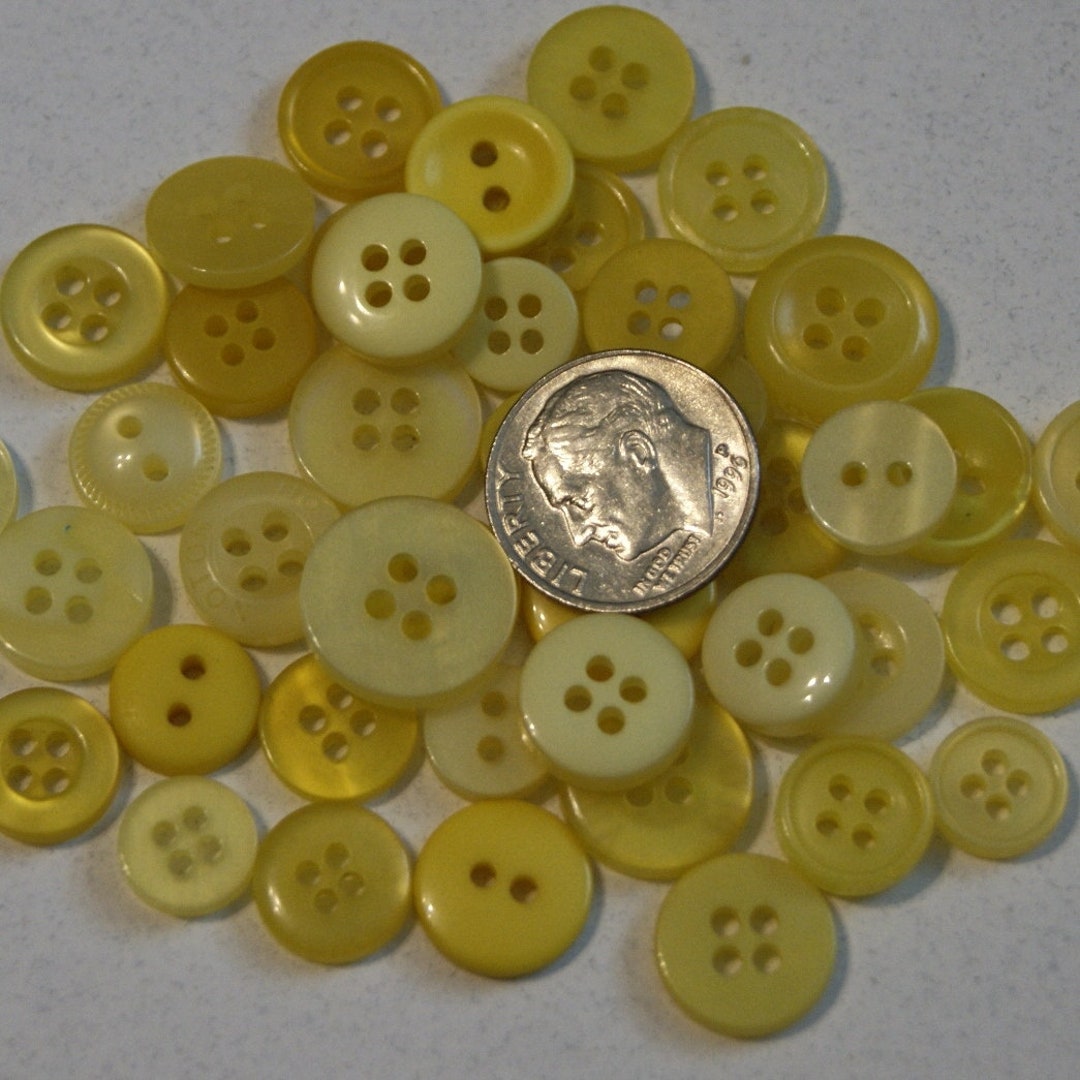 Small Round Buttons Yellow Buttons, 50 Small Round Buttons Grab Bag Crafting Jewelry ...