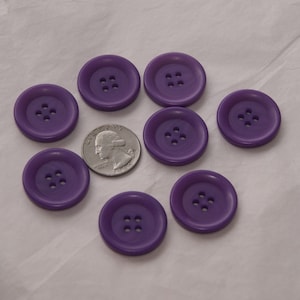 8 Purple buttons, 1" Buttons, 4 hole, Matching, Rimmed Sewing Button, Craft Button, Jewelry   (AH 162)